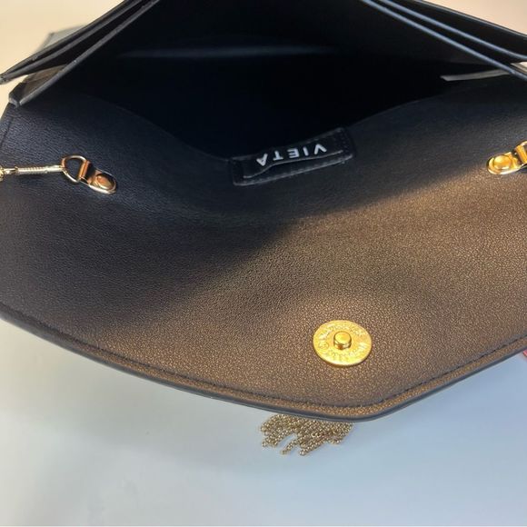 NWT VIETA ELLIANA BLACK FOLD-OVER CLUTCH - Picture 6 of 11